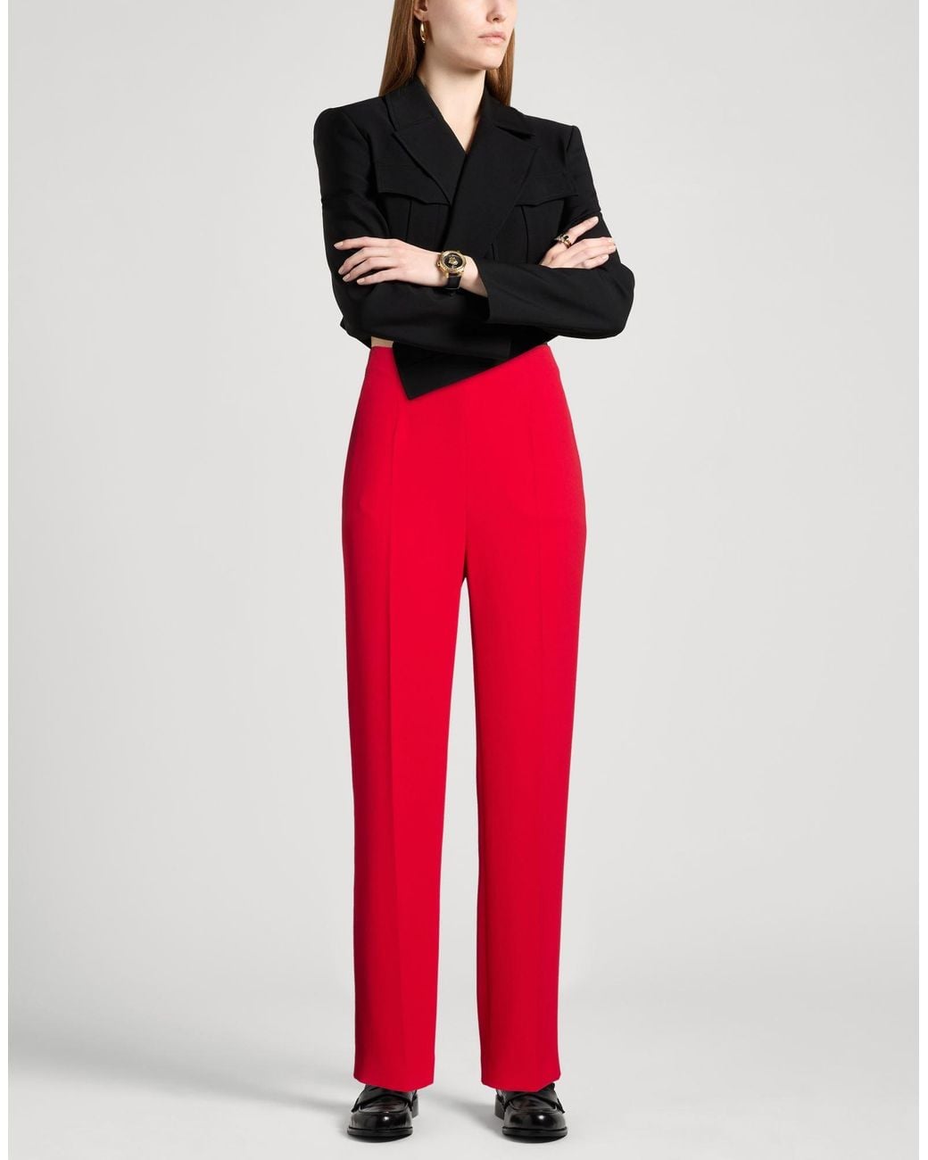 Alberta Ferretti Red Pants Viscose, Acetate, Elastane