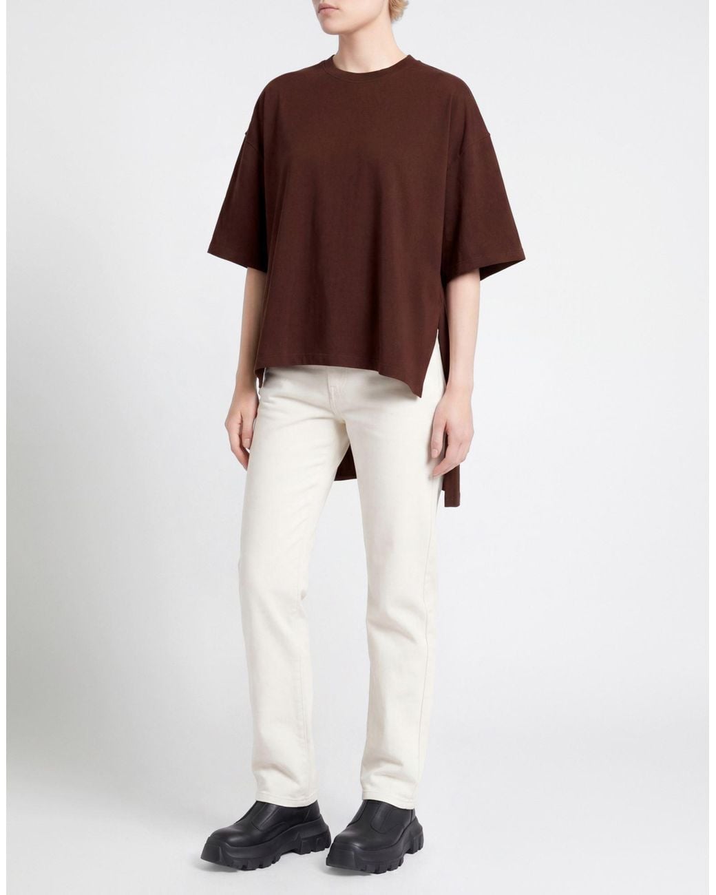 Moorer Brown T-Shirt Pima Cotton, Polyester, Elastane
