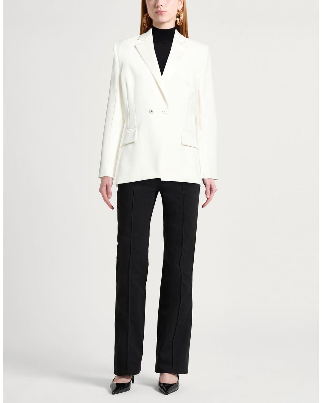 Elisabetta Franchi White Blazer Polyester, Elastane