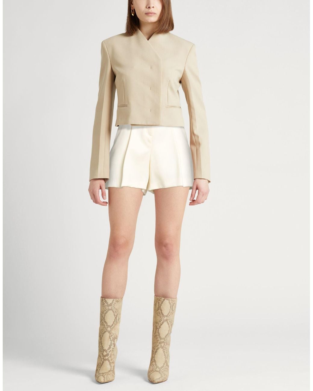 Fabiana Filippi Natural Cream Shorts & Bermuda Shorts Virgin Wool
