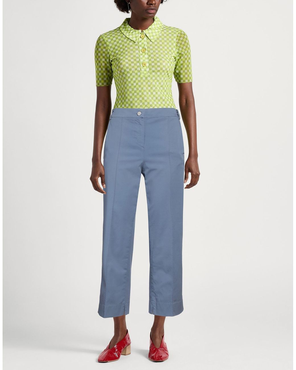 Fedeli Blue Pastel Pants Cotton, Elastane