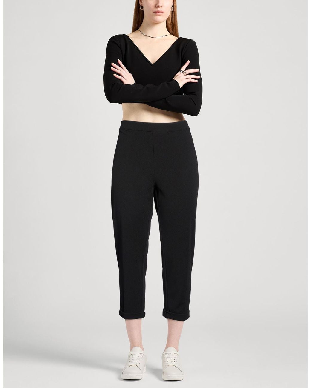 LOLA SANDRO FERRONE Black Pants Polyester, Elastane