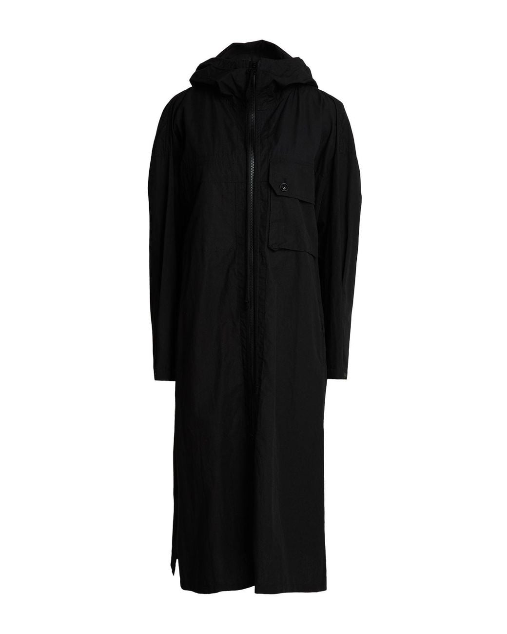Y's Yohji Yamamoto Black Overcoat & Trench Coat Cotton, Linen