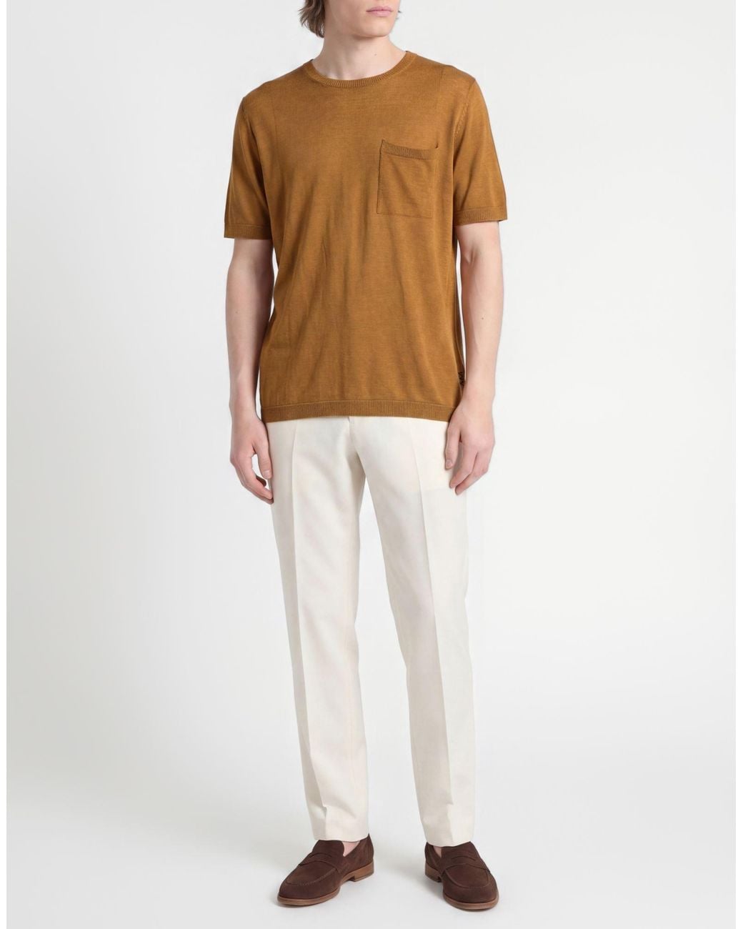 Amaranto Brown Camel Sweater Hemp for men