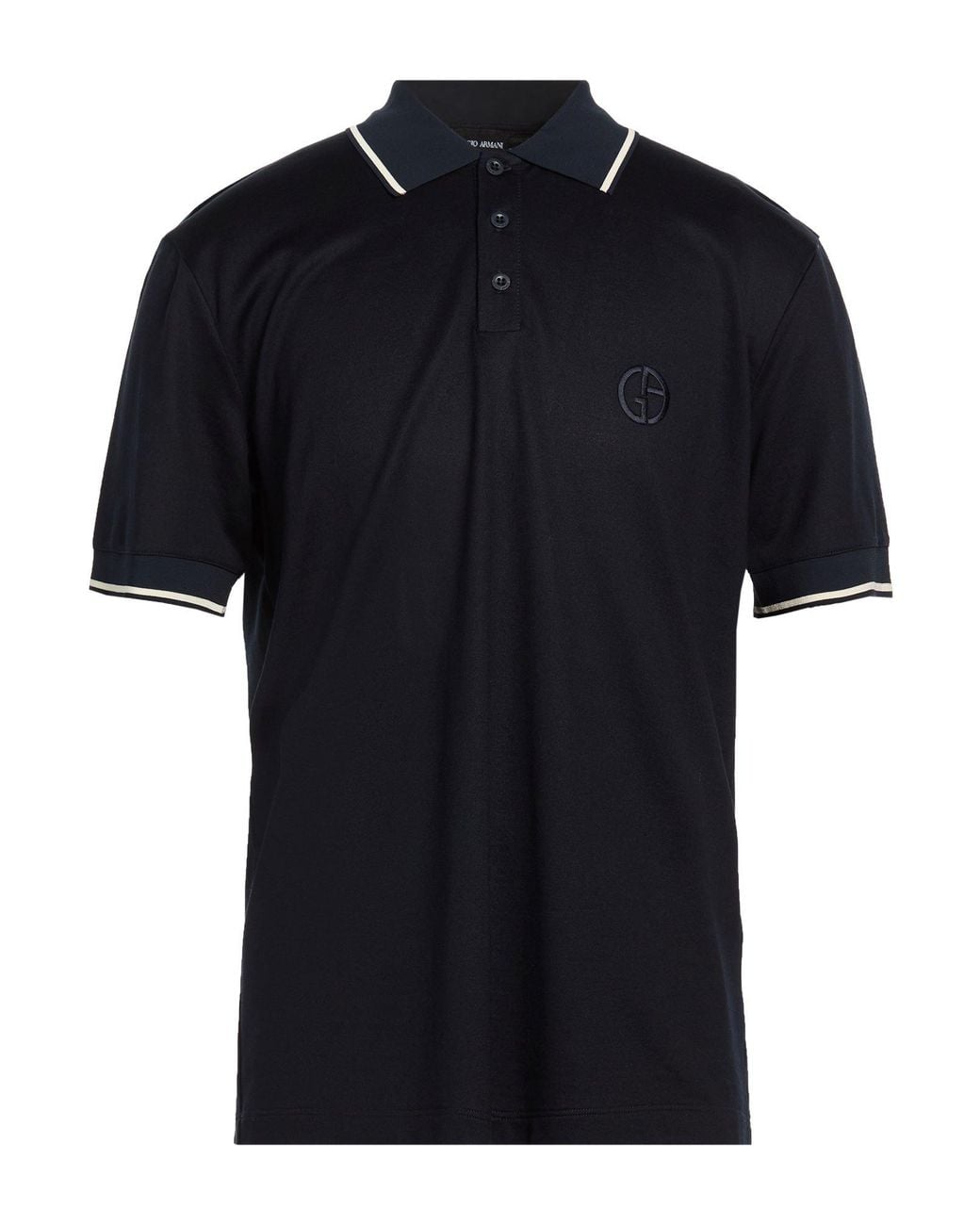 Giorgio Armani Black Polo Shirt Cotton, Silk, Viscose, Polyester for men