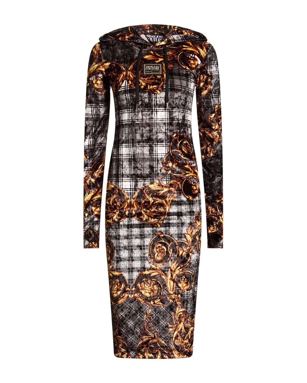Versace Jeans Couture Black Midi Dress Polyester, Elastane