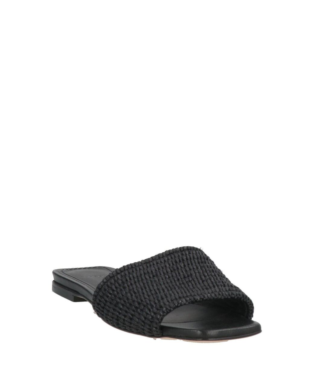 Theory Black Sandals Natural Raffia