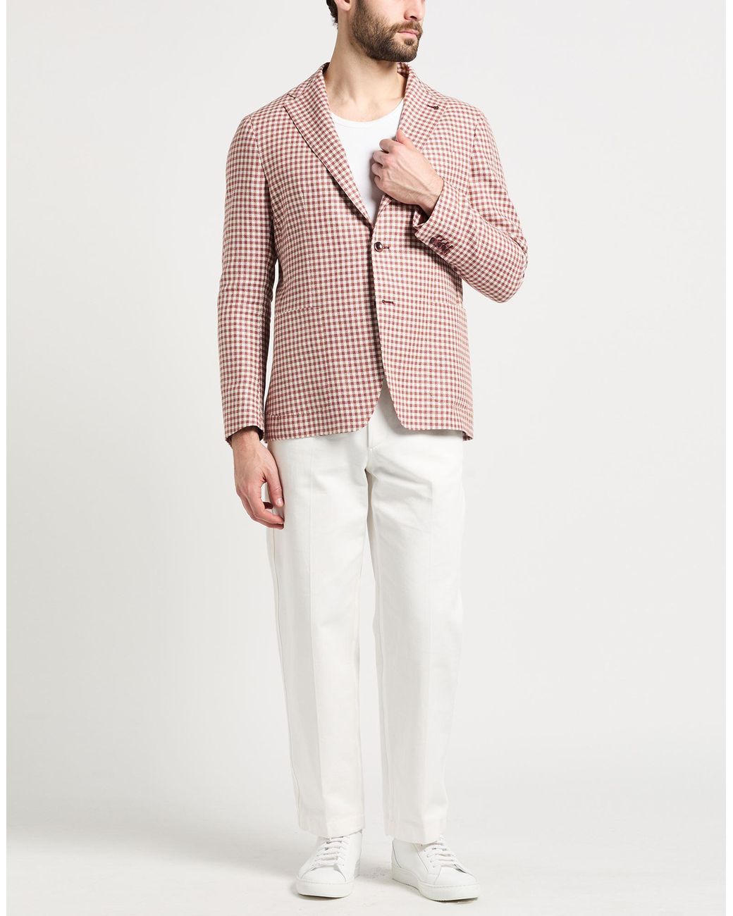 Tagliatore Brown Blazer Linen, Cotton for men