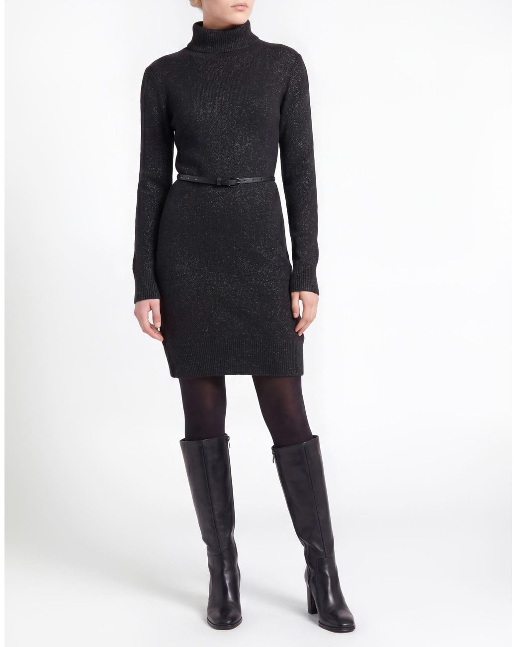 Liu Jo Black Mini Dress Acrylic, Polyamide, Wool, Polyester, Elastane