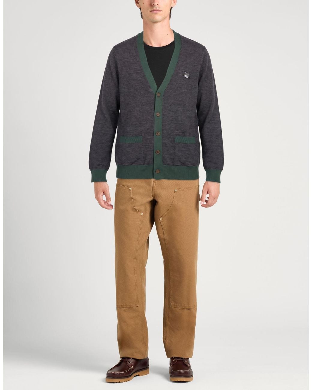 Maison Kitsuné Gray Cardigan Wool for men