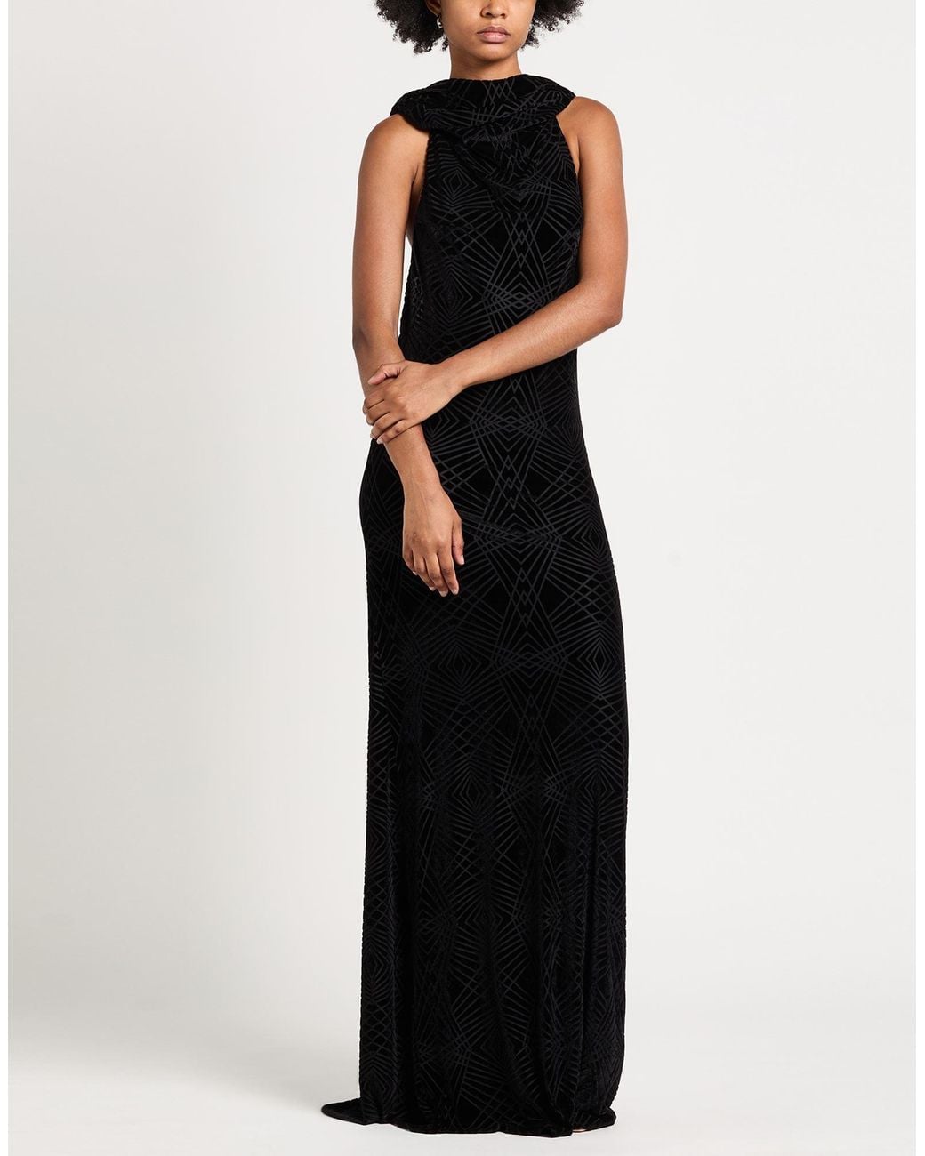 Pinko Black Maxi Dress Polyester, Nylon, Elastane