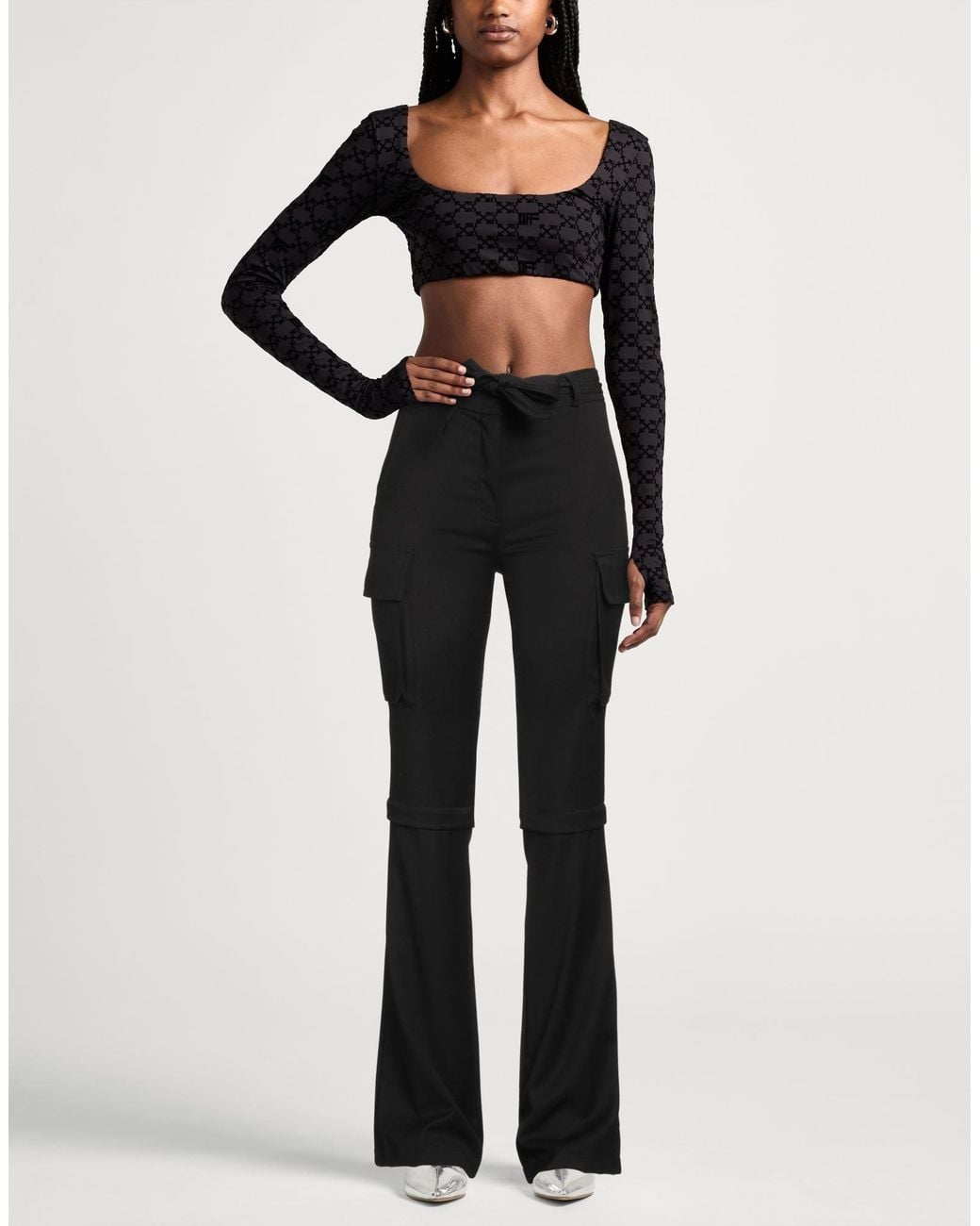 ANDREADAMO Black Pants Polyester, Viscose, Elastane