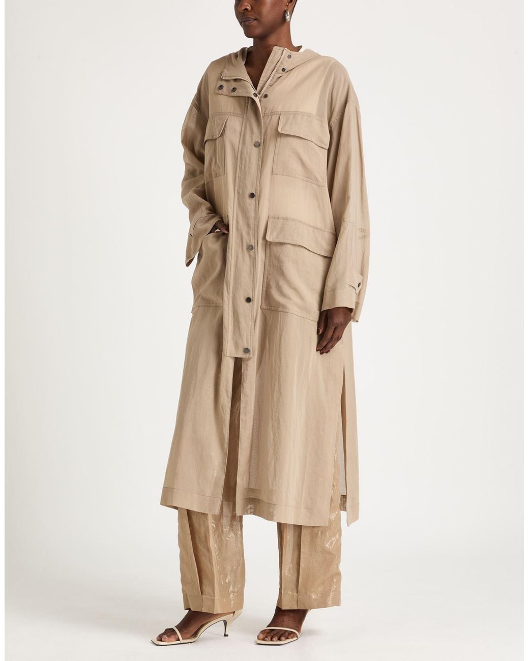 Brunello Cucinelli Natural Overcoat & Trench Coat Cotton