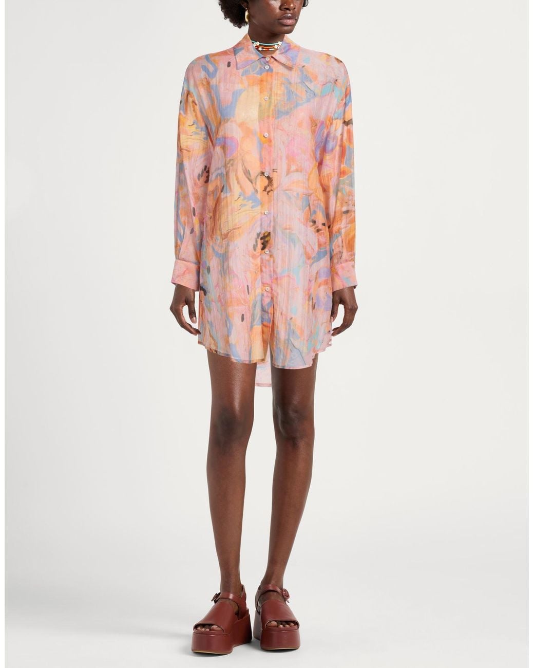 Ottod'Ame Pink Mini Dress Cotton, Silk