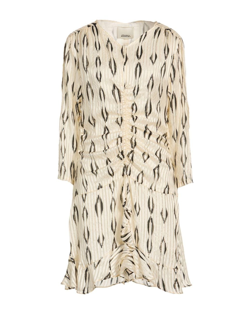 Isabel Marant Natural Mini Dress Silk, Metallic Polyester