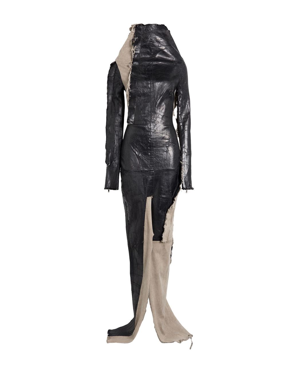 Rick Owens Black Maxi Dress Cotton, Elastomultiester, Natural Rubber