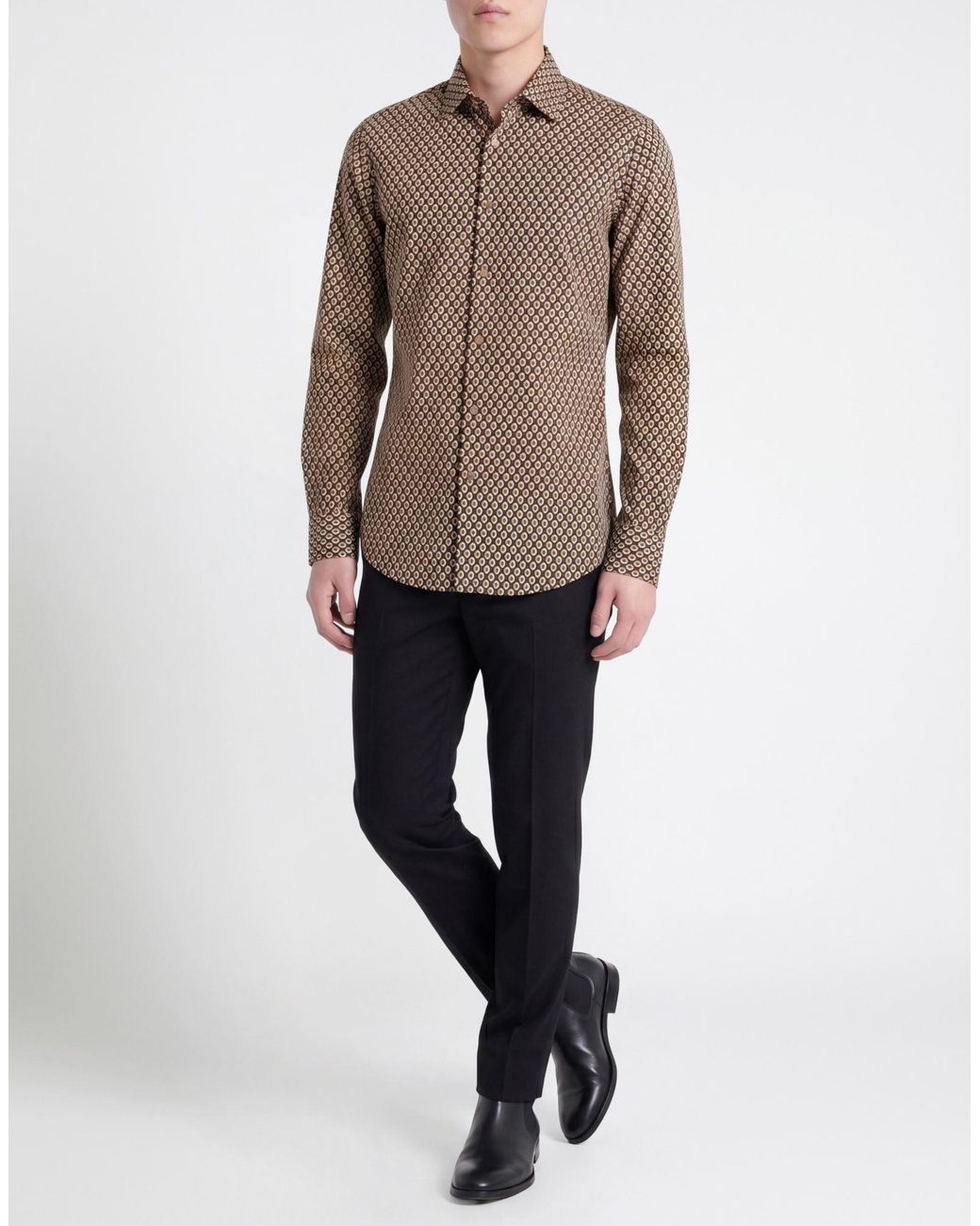 Boss Brown Shirt Cotton, Elastane for men