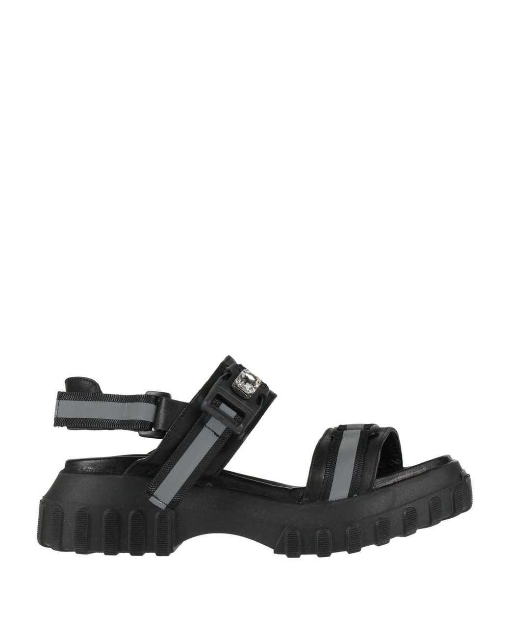 Nila & Nila Black Sandals Leather, Textile Fibers