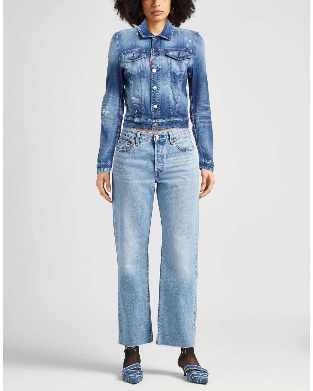 DSquared² Blue Denim Outerwear Cotton, Elastane