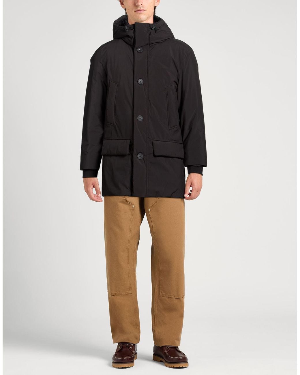 Woolrich Black Coat Polyester for men