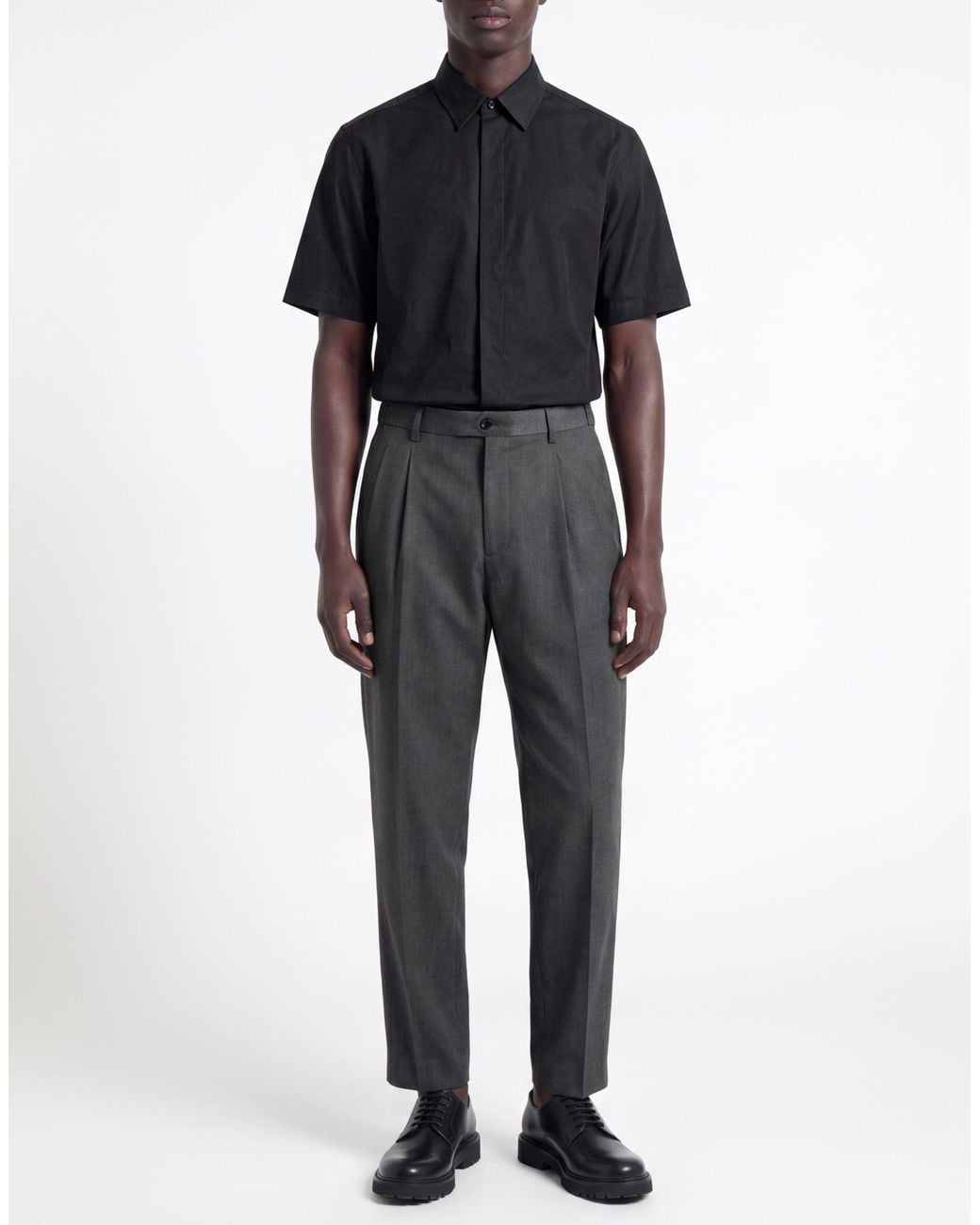 BRO-SHIP Gray Pants Polyester, Wool, Elastane for men