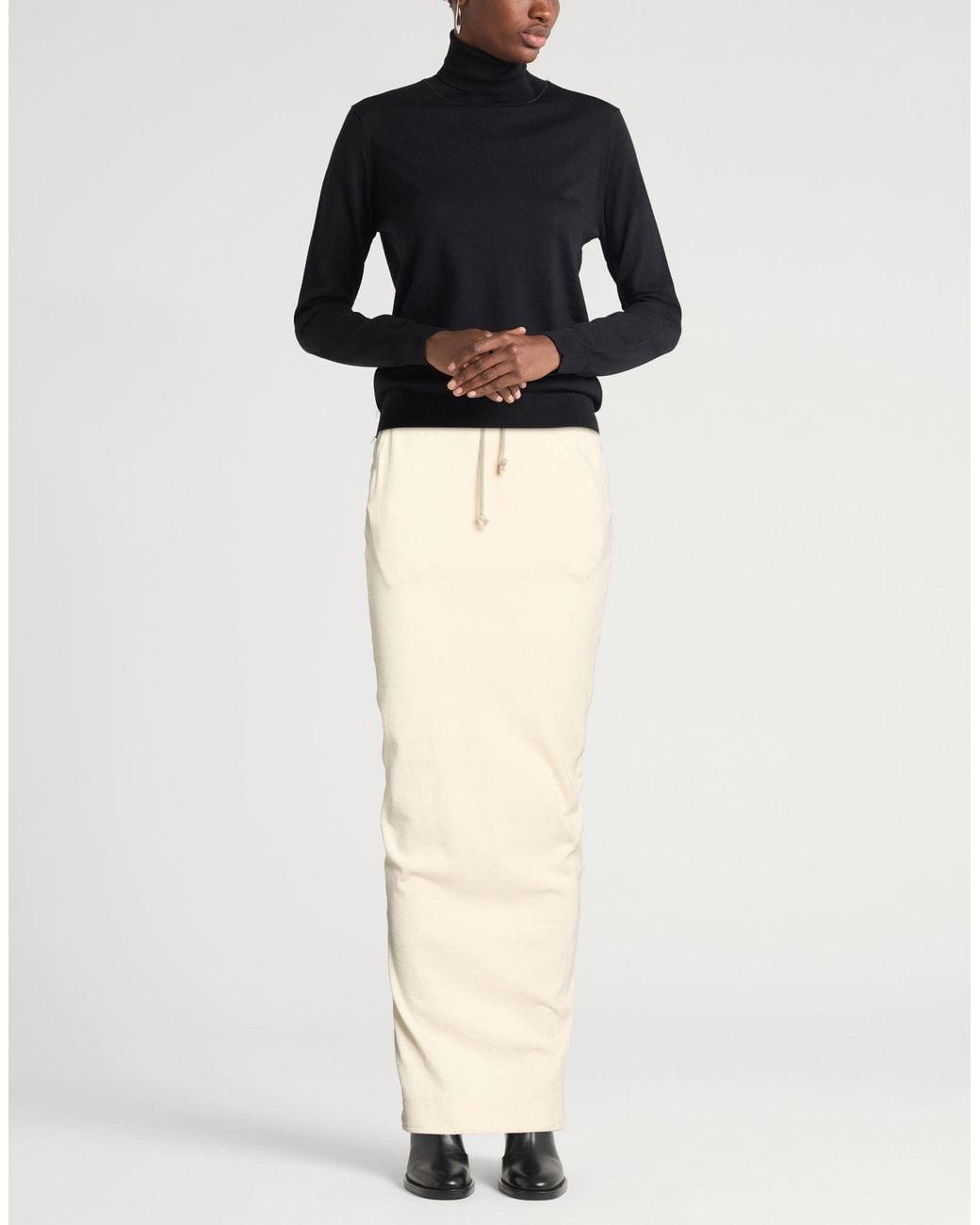 Rick Owens Natural Ivory Maxi Skirt Cotton