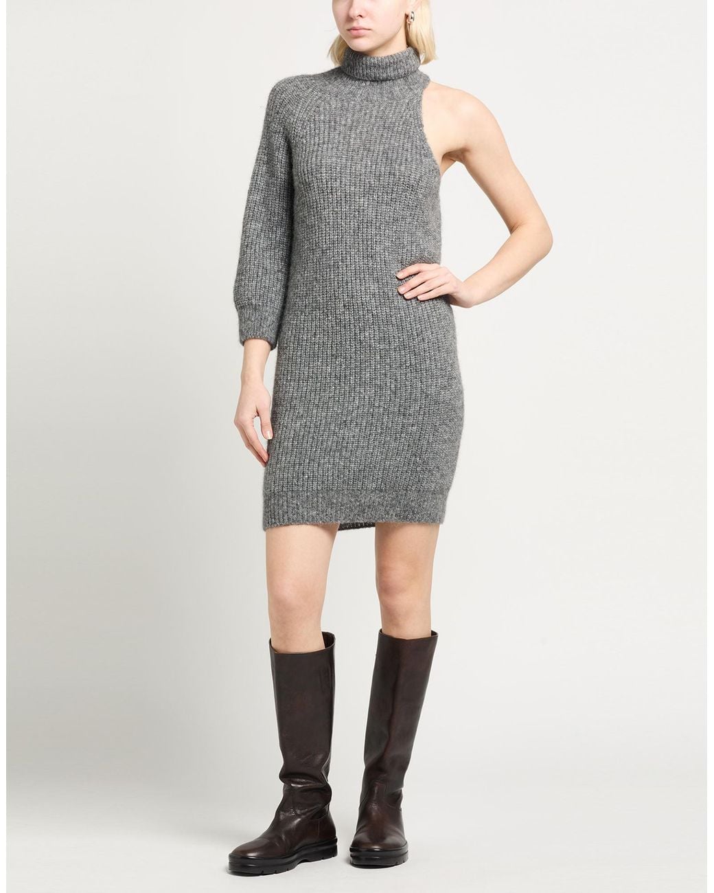 Alanui Gray Mini Dress Alpaca Wool, Polyamide