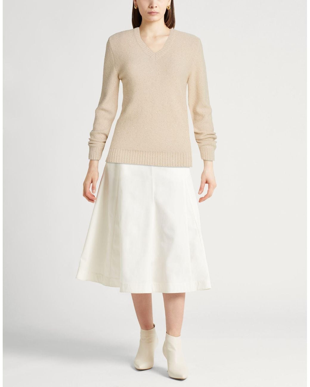 Fabiana Filippi Natural Sweater Virgin Wool, Silk, Cashmere, Alpaca Wool, Polyester