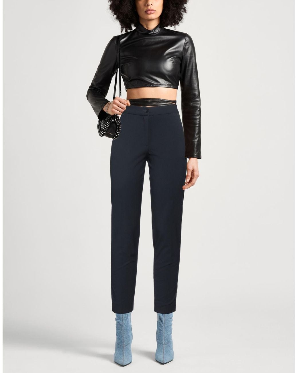 Caractere Blue Pants Polyester, Viscose, Elastane