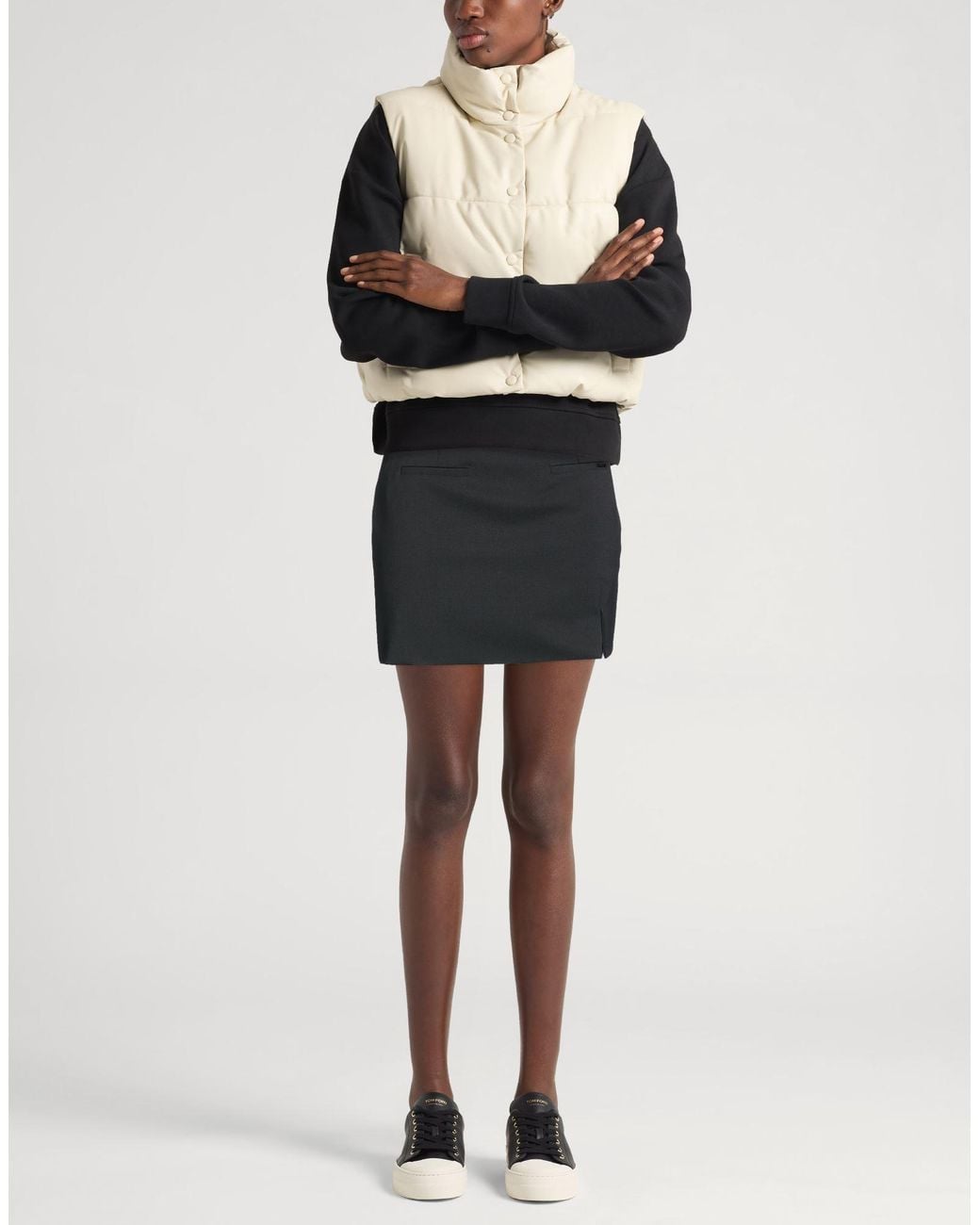 SEVENTY VENEZIA Black Mini Skirt Polyester, Virgin Wool, Elastane