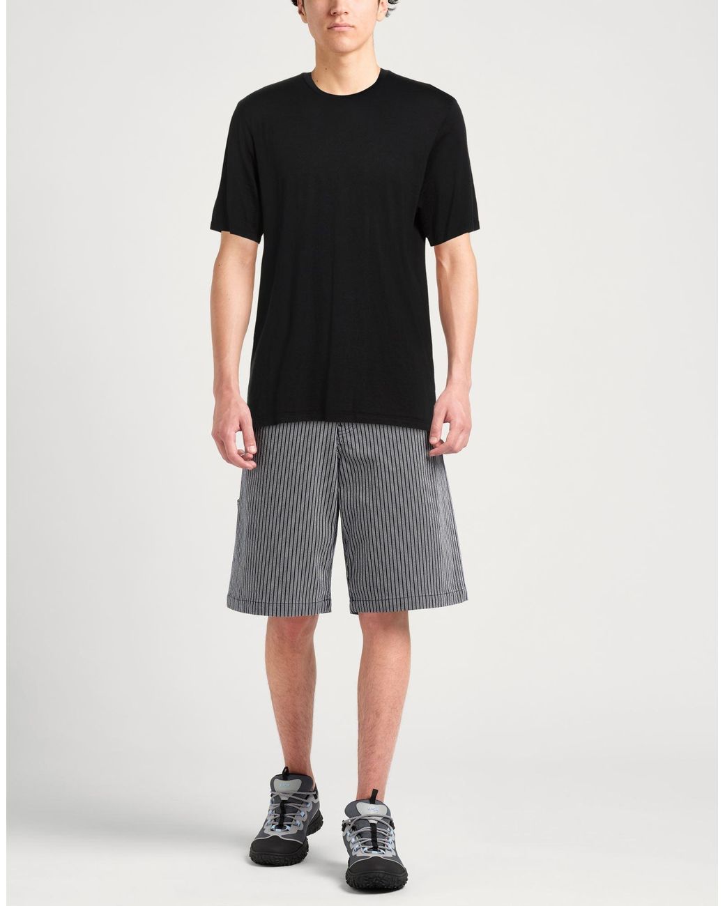 Laneus Black T-Shirt Cotton, Silk for men