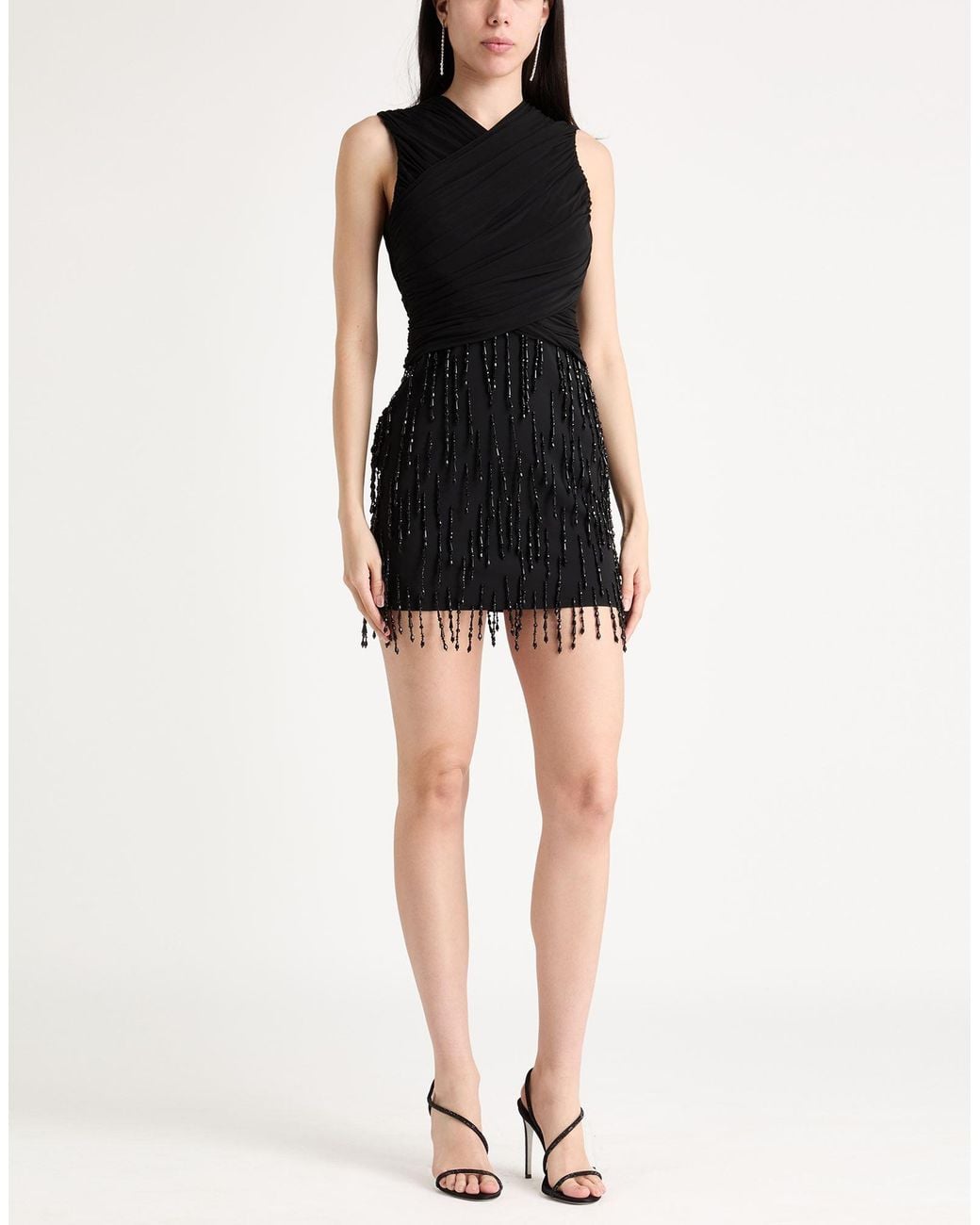 Alberta Ferretti Black Mini Dress Virgin Wool, Polyamide, Elastane, Viscose