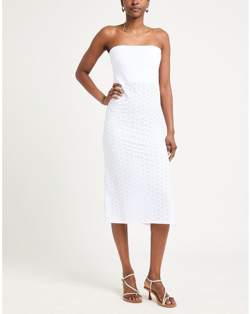 Fisico White Midi Dress Polyamide, Elastane