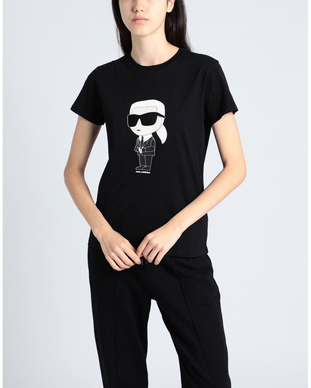Karl Lagerfeld Black Ikon Organic-Cotton T-Shirt