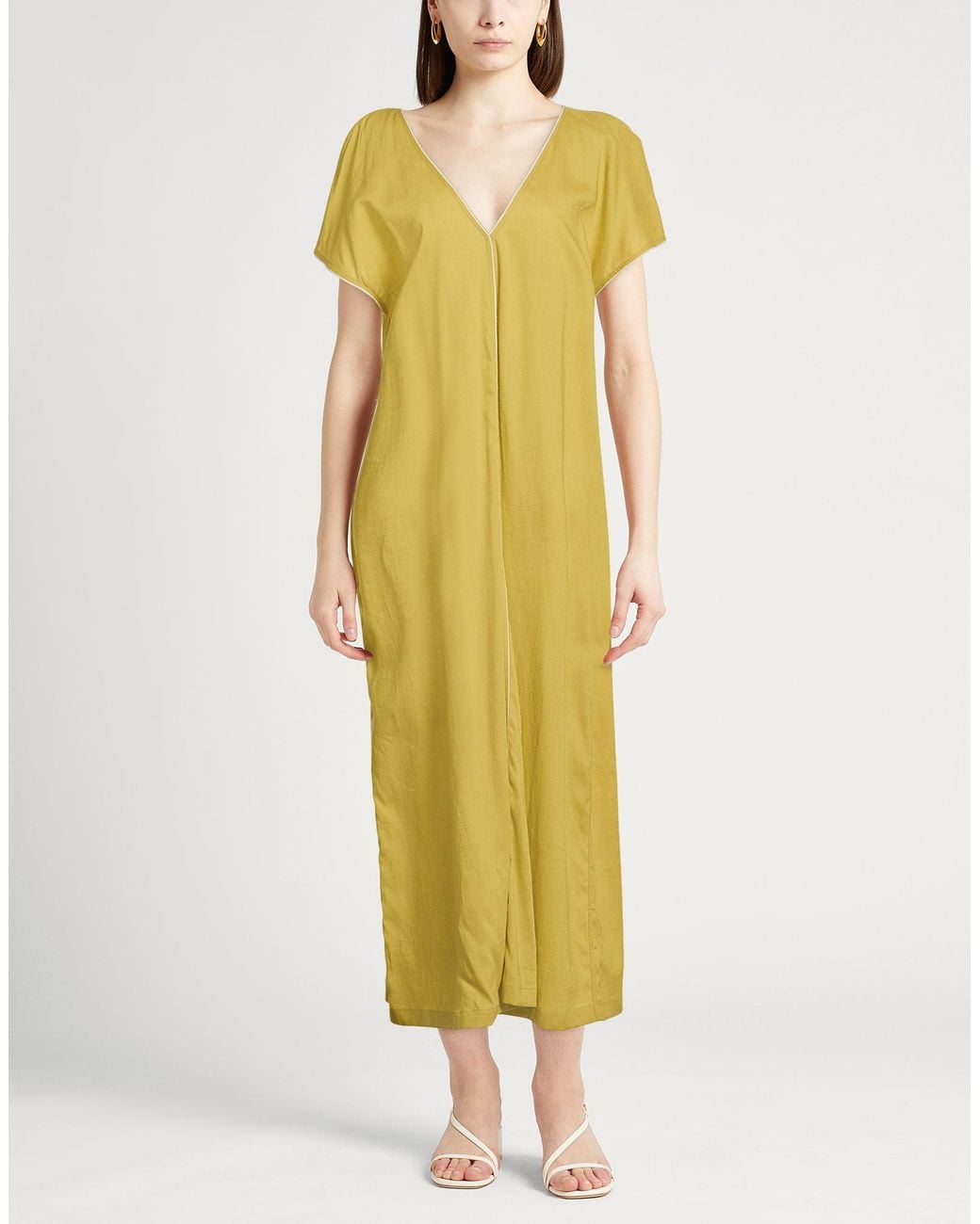 Fabiana Filippi Yellow Lime Maxi Dress Linen