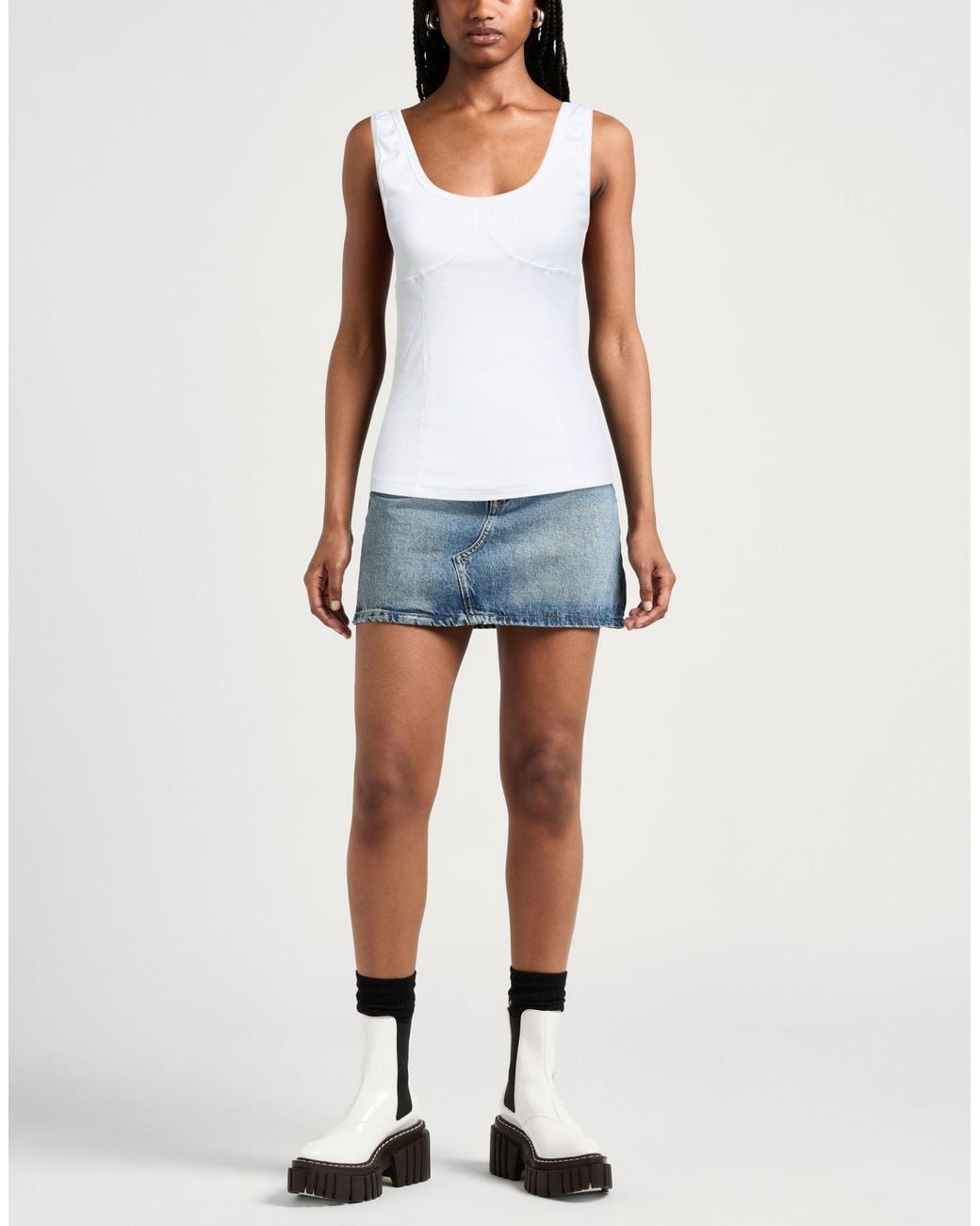 MSGM White Tank Top Cotton, Elastane