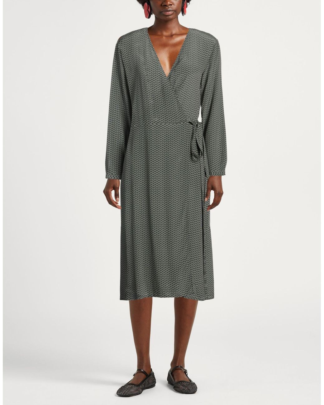 Antonelli Gray Midi Dress Viscose, Silk