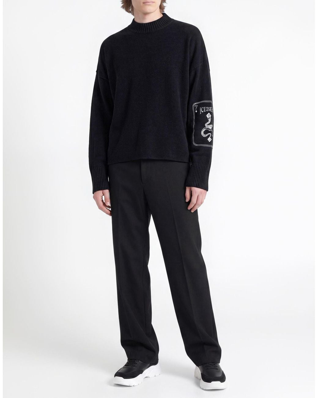 Iceberg Black Sweater Wool, Polyamide for men