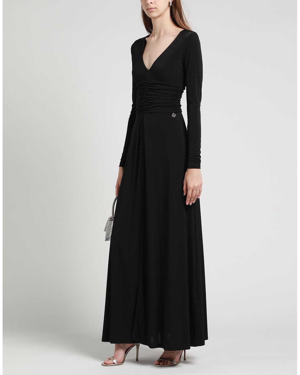 Blugirl Blumarine Black Maxi Dress Polyester, Elastane