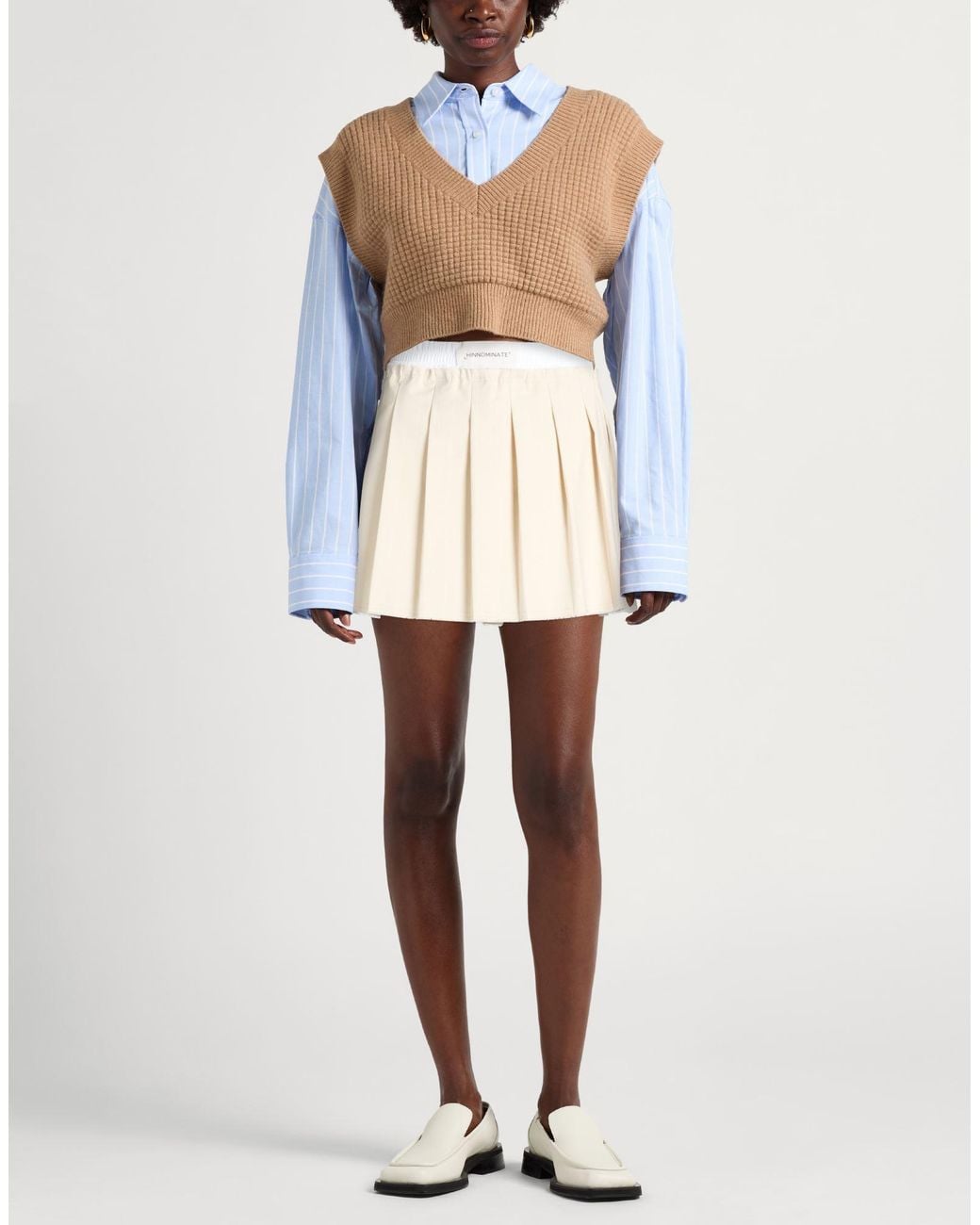 hinnominate Natural Mini Skirt Polyester, Viscose, Elastane