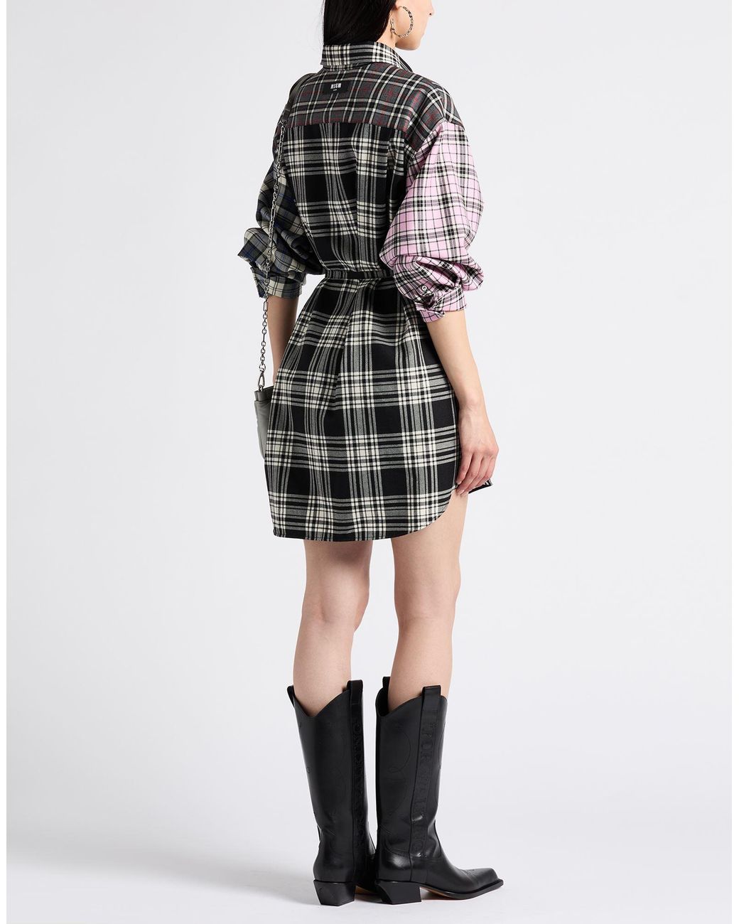 MSGM Gray Mini Dress Virgin Wool