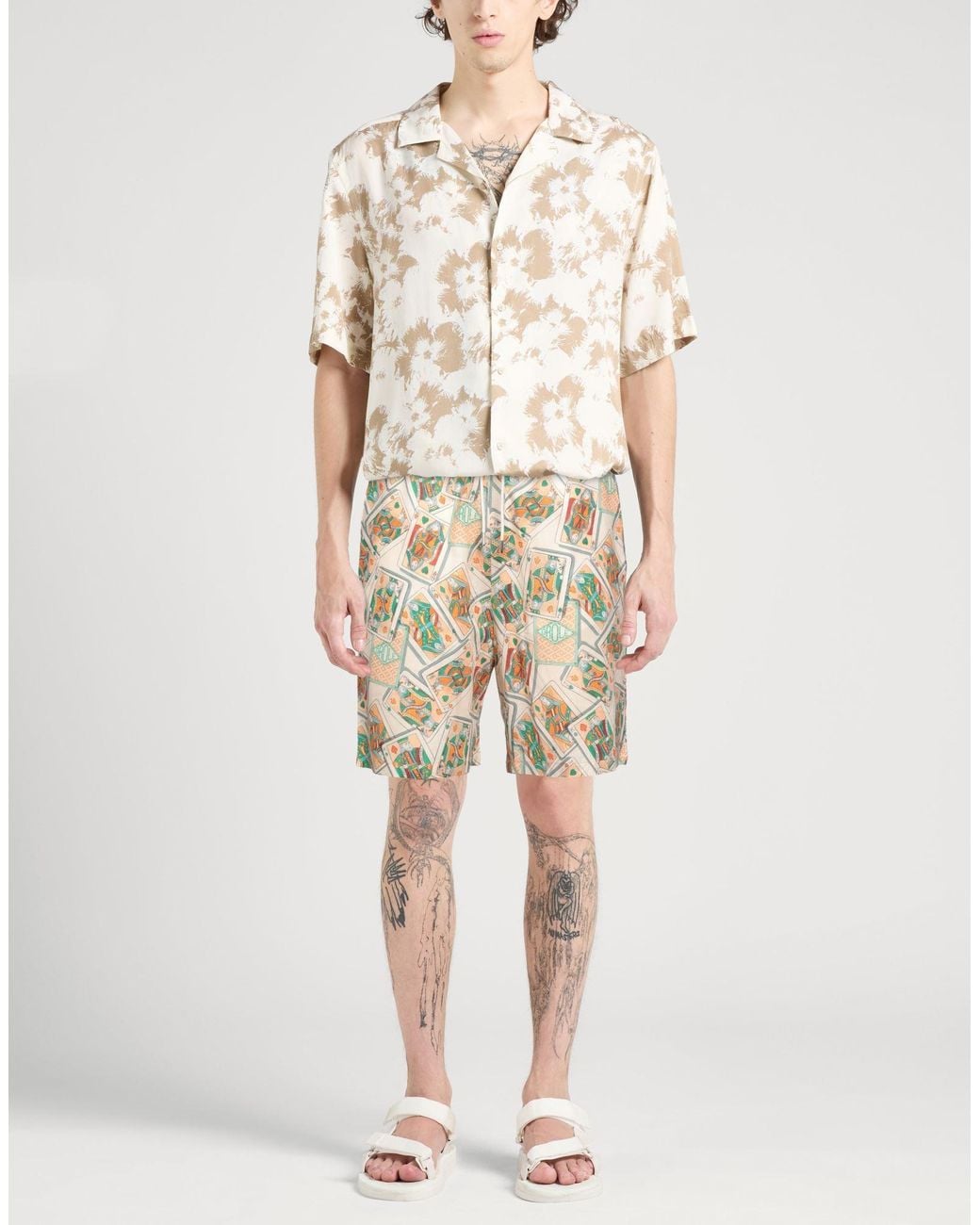 Drole de Monsieur Pink Shorts & Bermuda Shorts Linen, Cotton for men