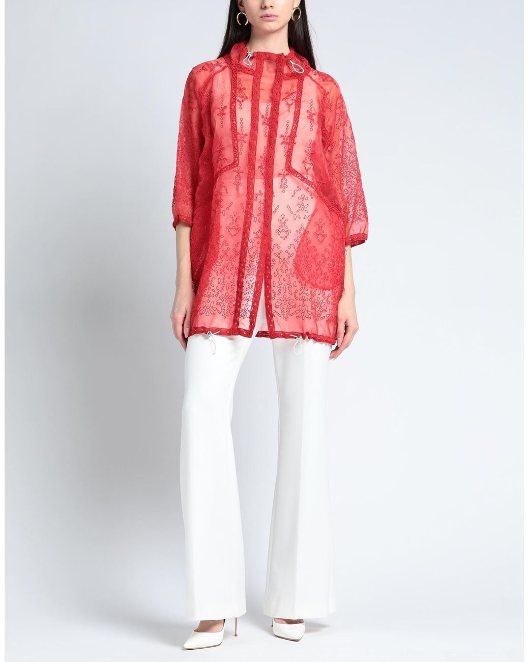 Ermanno Scervino Red Overcoat & Trench Coat