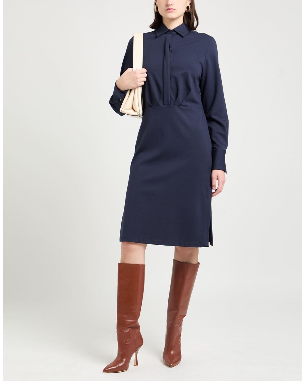 Robert Friedman Blue Midi Dress Viscose, Wool, Elastane