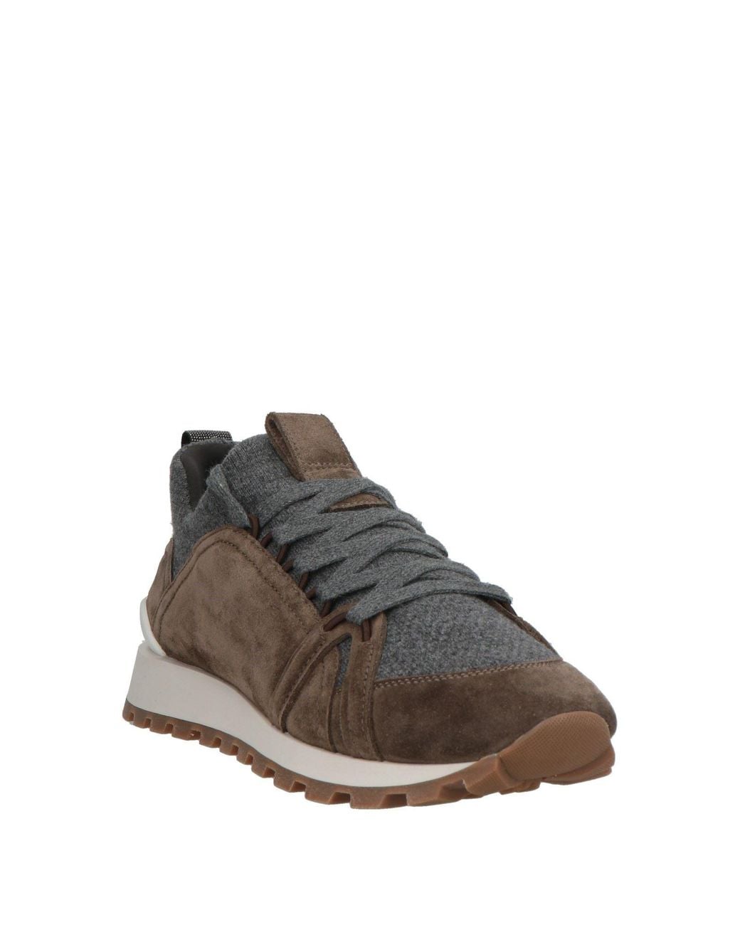 Brunello Cucinelli Brown Sneakers Leather, Textile Fibers