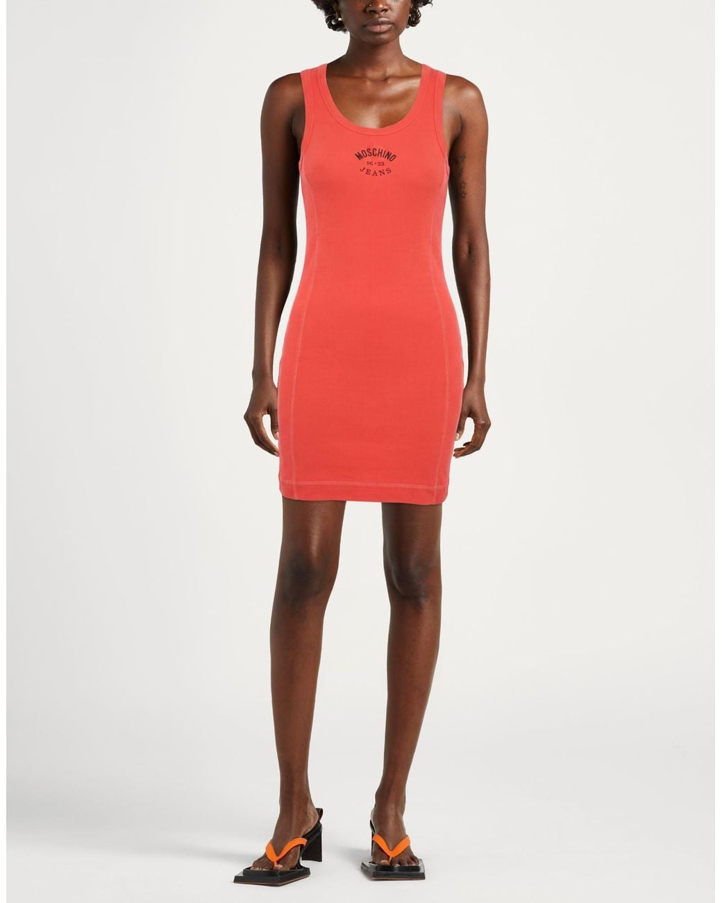 Moschino Red Mini Dress Cotton, Elastane