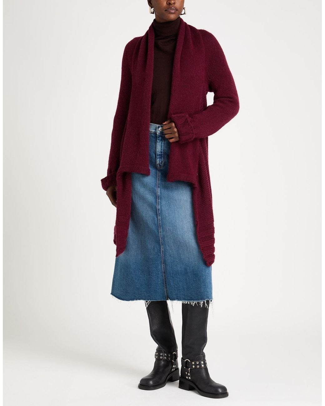 Manila Grace Red Cardigan Alpaca Wool, Wool, Acrylic, Polyamide