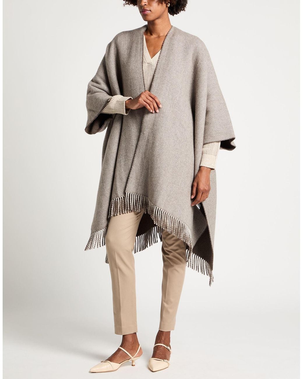 Brunello Cucinelli Natural Cape Cashmere, Viscose, Polyester