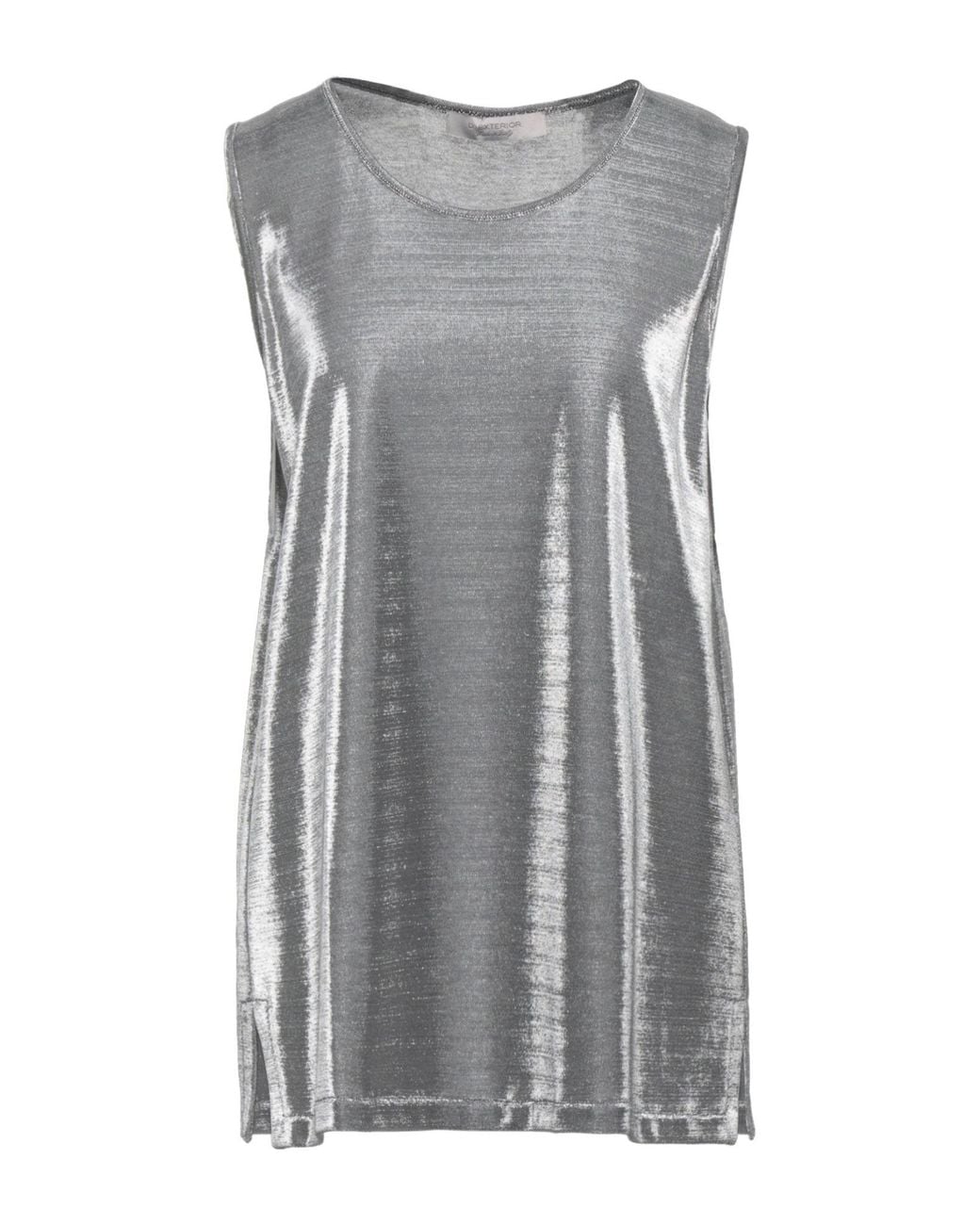 D.exterior Gray Top Cotton, Polyester