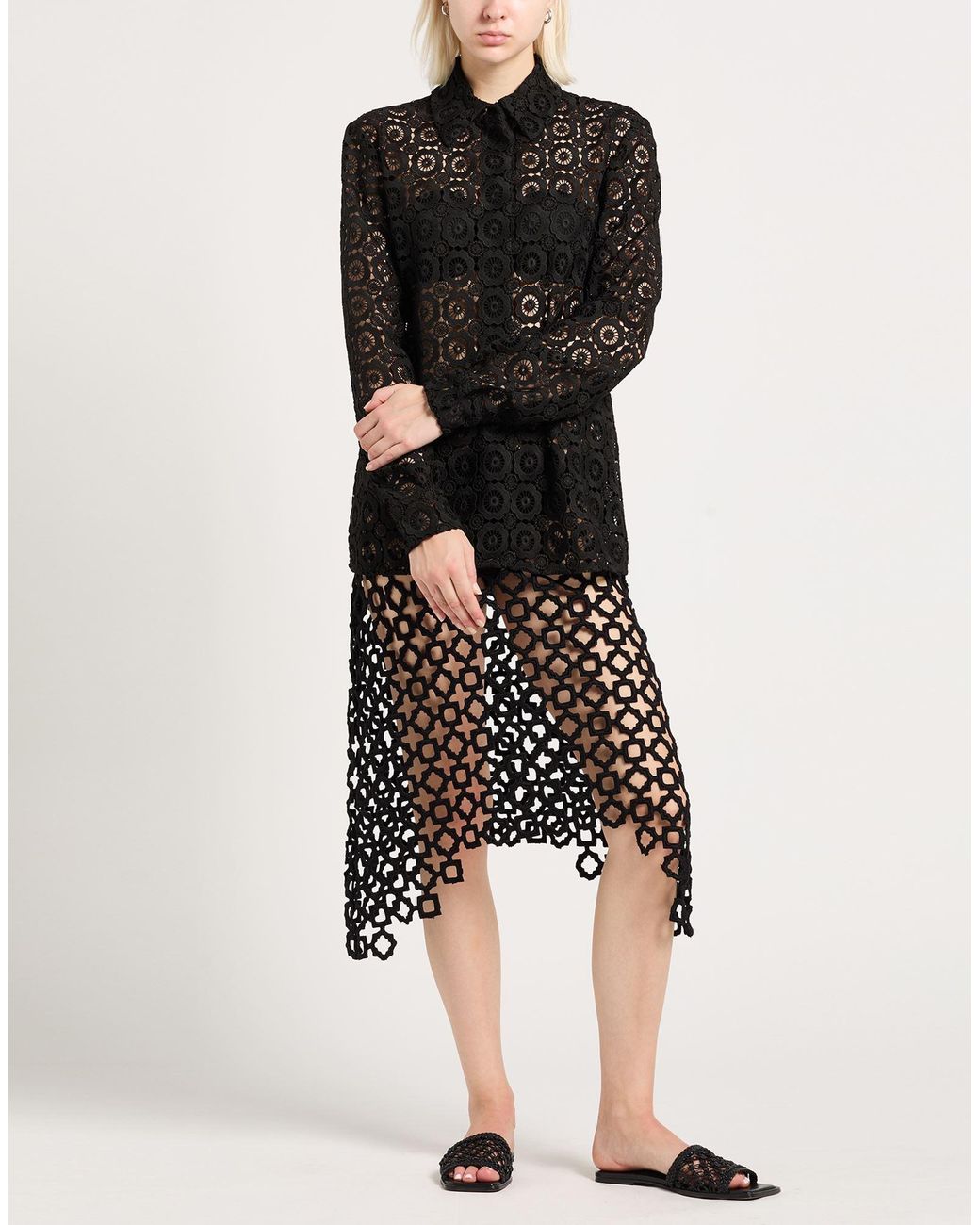 Niccolò Pasqualetti Black Midi Skirt Cotton